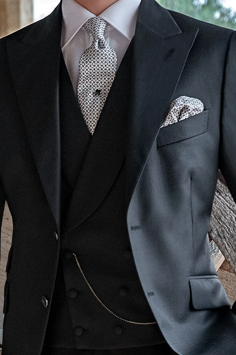 Vestito da cerimonia uomo nero in pura lana 2