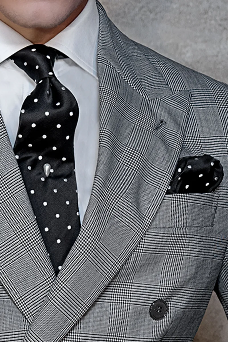 Vestito vintage doppiopetto uomo principe di galles grigio 2