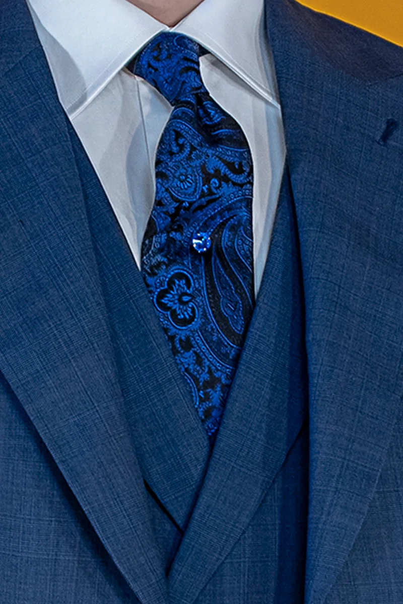 Abito cerimonia classico principe di galles blu 2