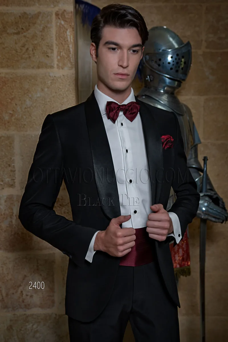 Vestito uomo da red carpet nero smoking sciallato 1