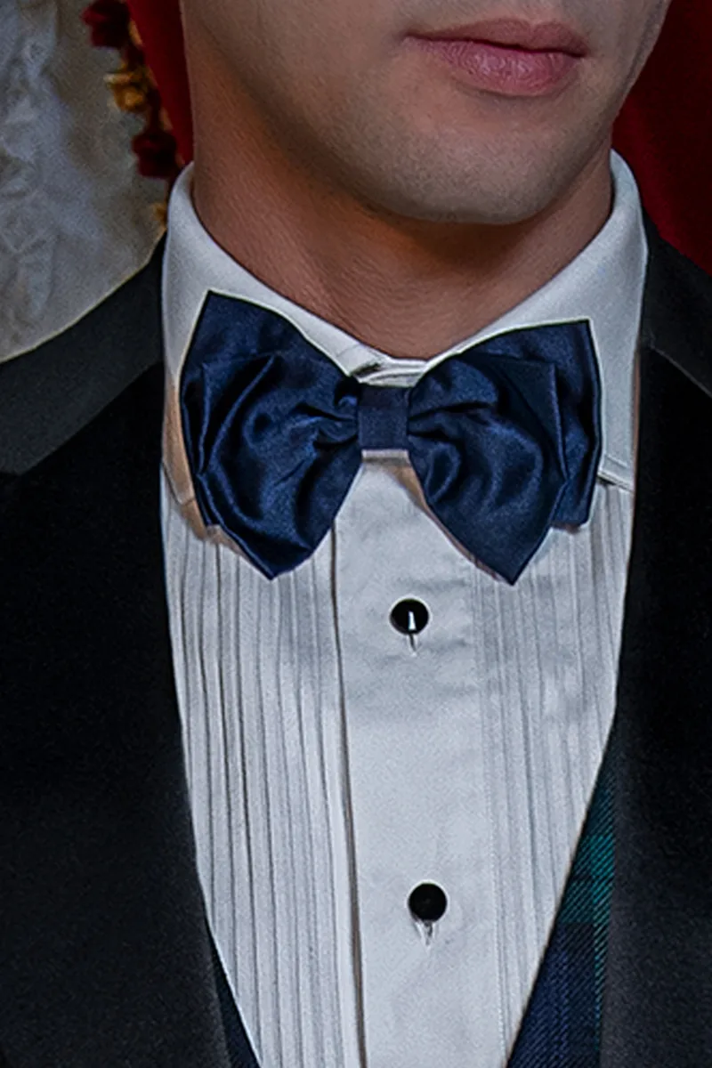 Smoking uomo rever a lancia, pantalone e gilet tartan 2