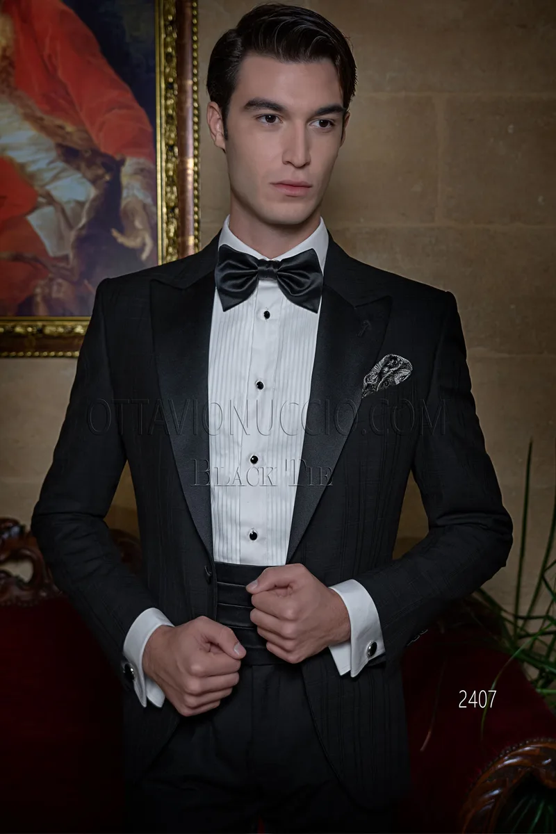 Smoking uomo da red carpet nero a quadri 1