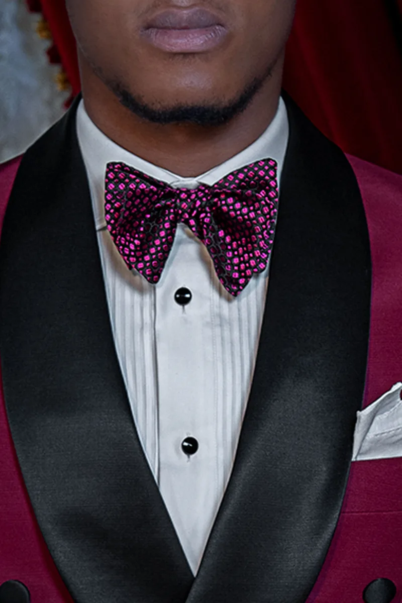 Smoking uomo moda doppiopetto sciallato fucsia 2