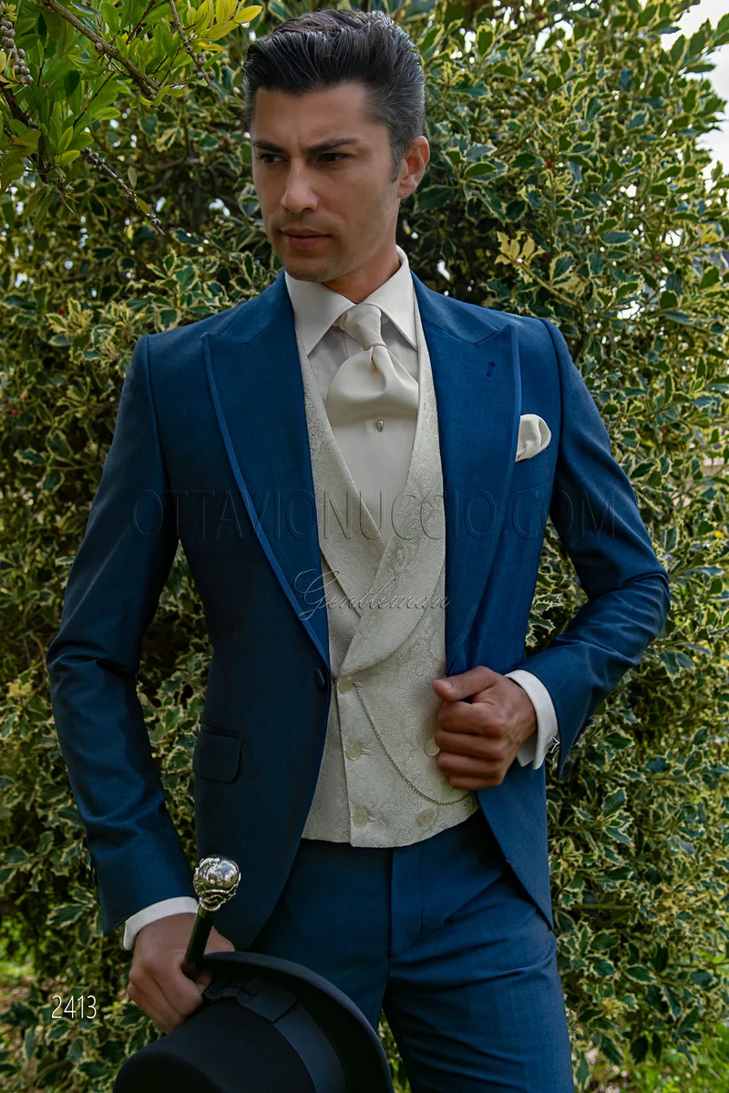 Abito sposo fashion blu royal misto lana 1