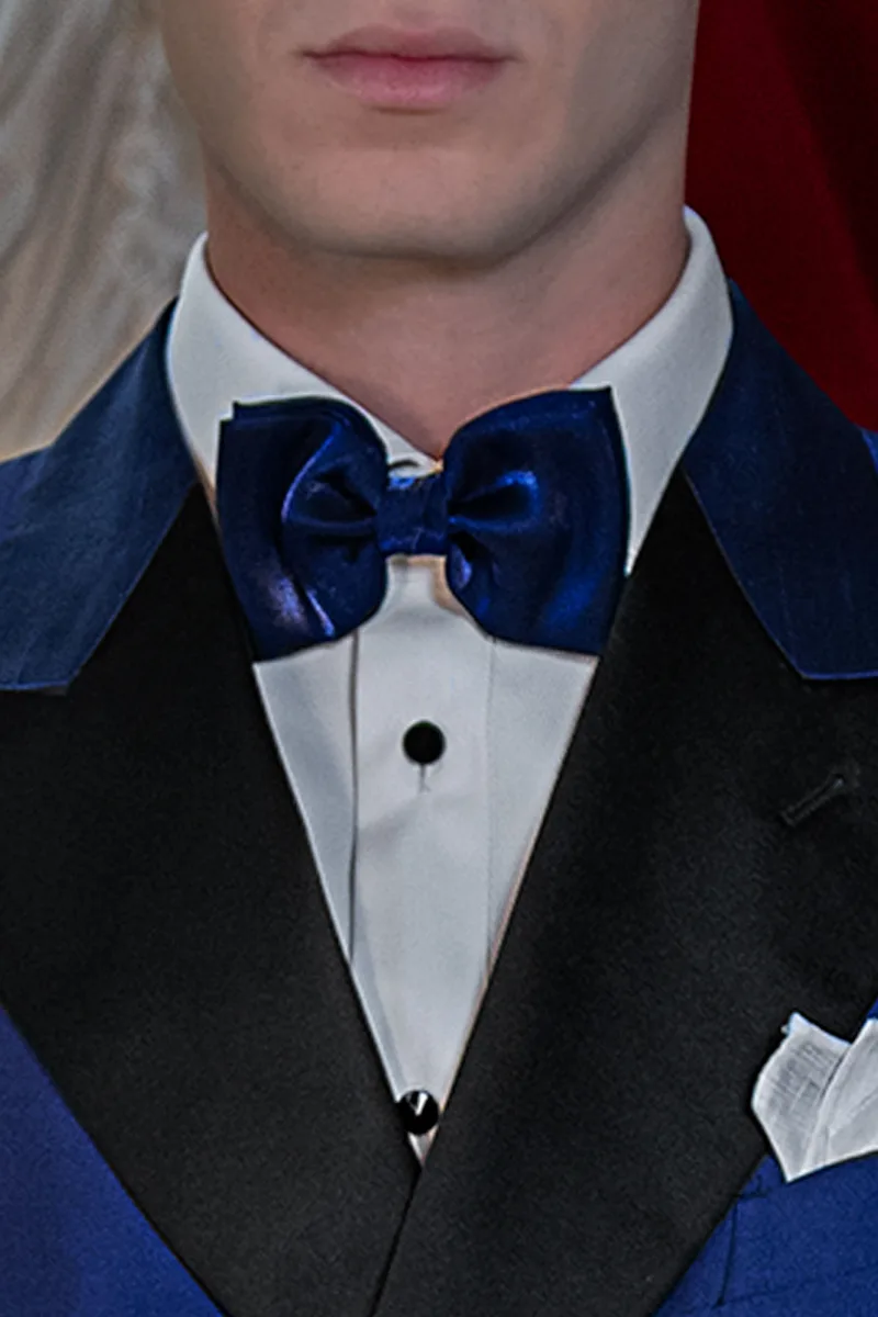 Smoking uomo doppiopetto blu elettrico shantung da gala 2
