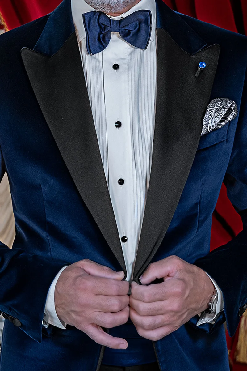 Smoking uomo velluto blu da red carpet, cerimonie di sera 2