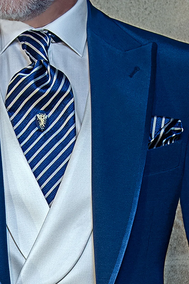 Abito moda da sposo blu elettrico misto lana 3