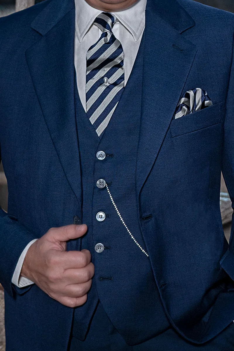Abito cerimonia uomo classico blu in pura lana 2