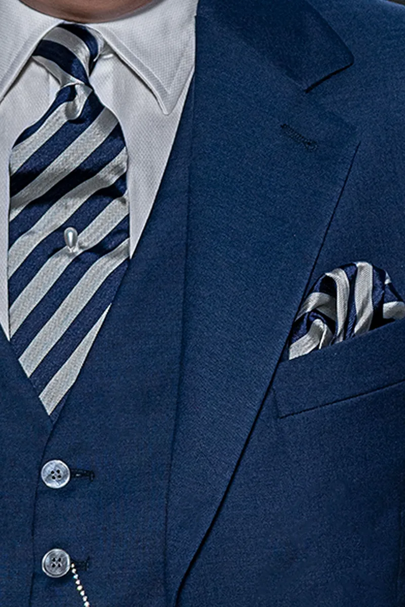 Abito cerimonia uomo classico blu in pura lana 3