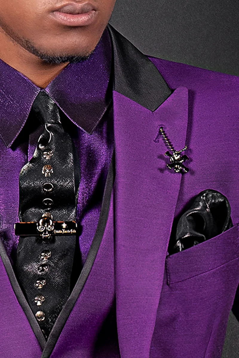 Abito alternativo da sposo stile moderno misto lana viola 3