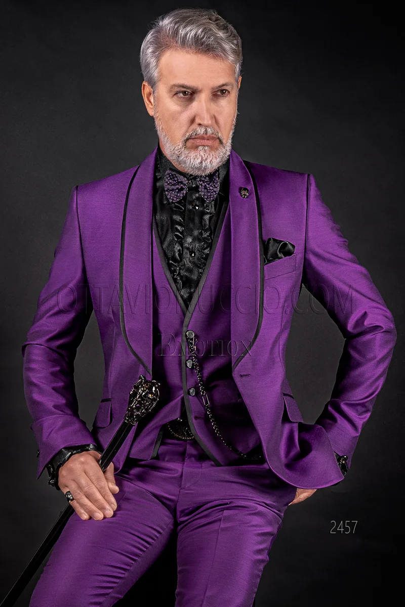 Vestito sposo moda alternativo sciallato viola 1