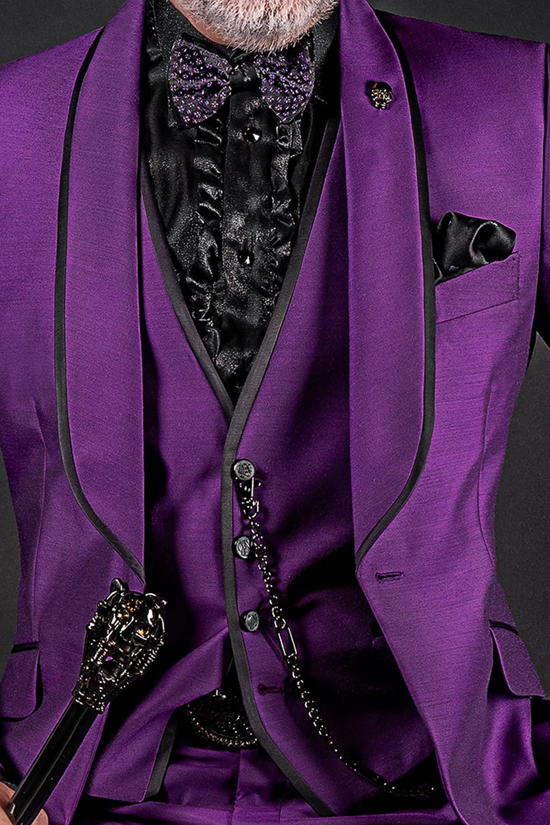 Vestito sposo moda alternativo sciallato viola 2