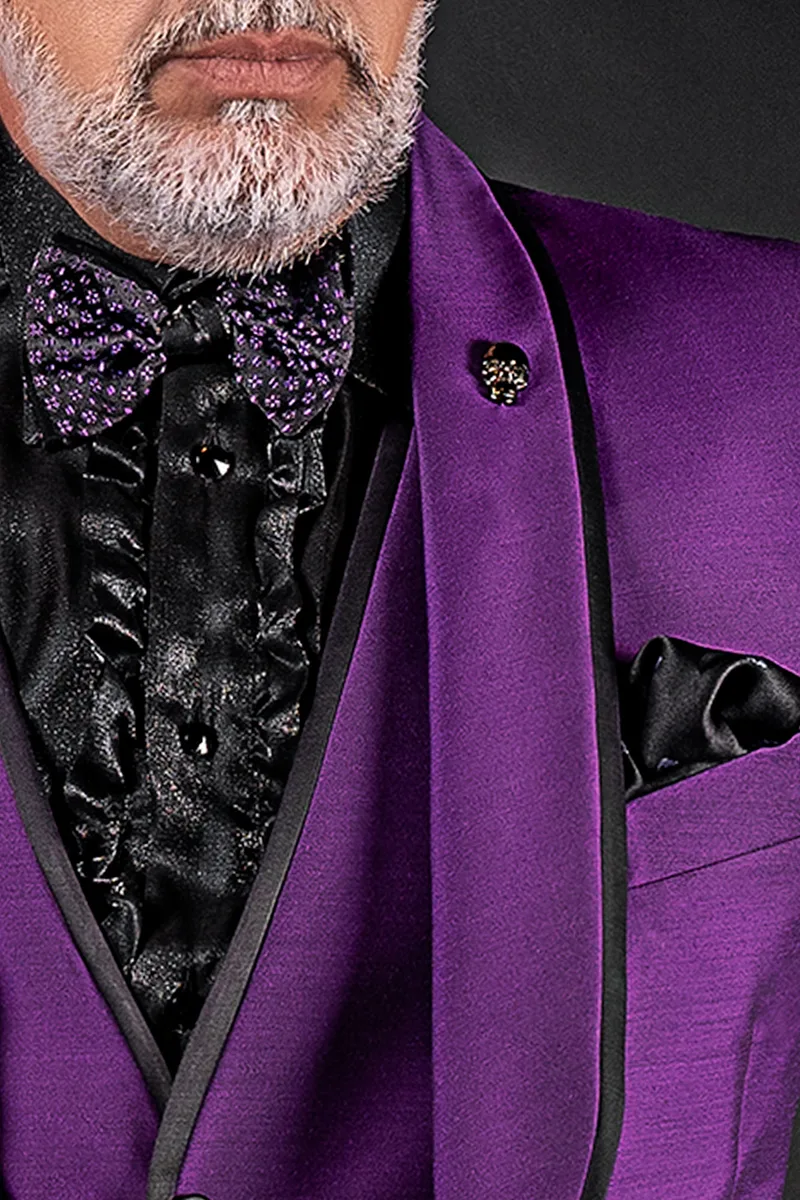 Vestito sposo moda alternativo sciallato viola 3