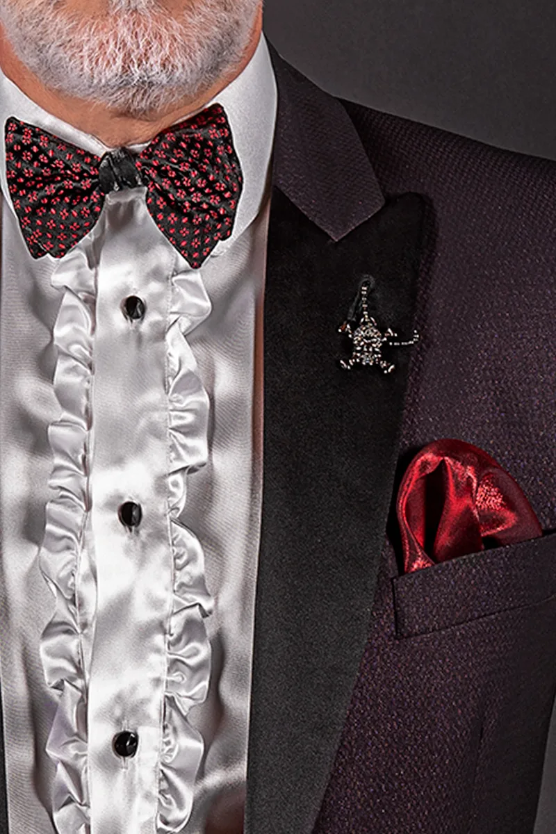 Vestito matrimonio uomo moderno bordeaux rever lancia nero 3