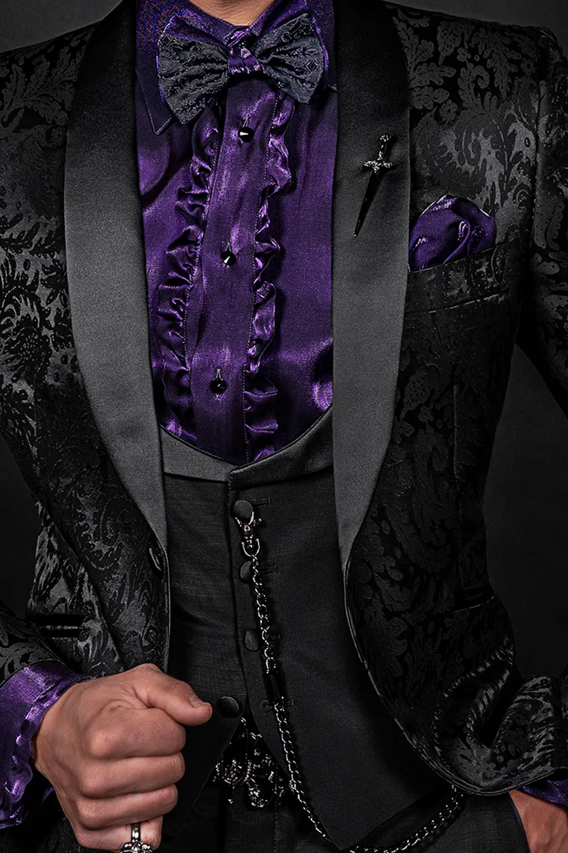 Vestito sposo uomo moderno, giacca in misto seta cotone nera 2