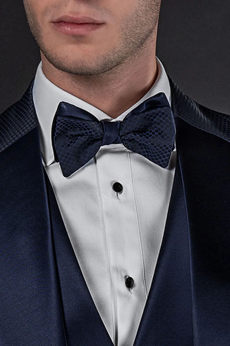 Abito moda sposo uomo blu con contrasti in raso a tono 2
