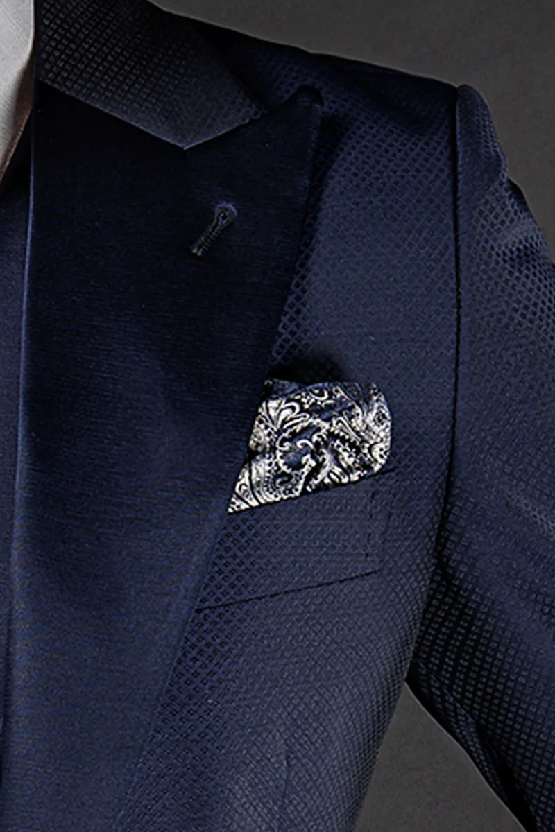 Abito moda sposo fashion uomo blu con contrasti in raso 4