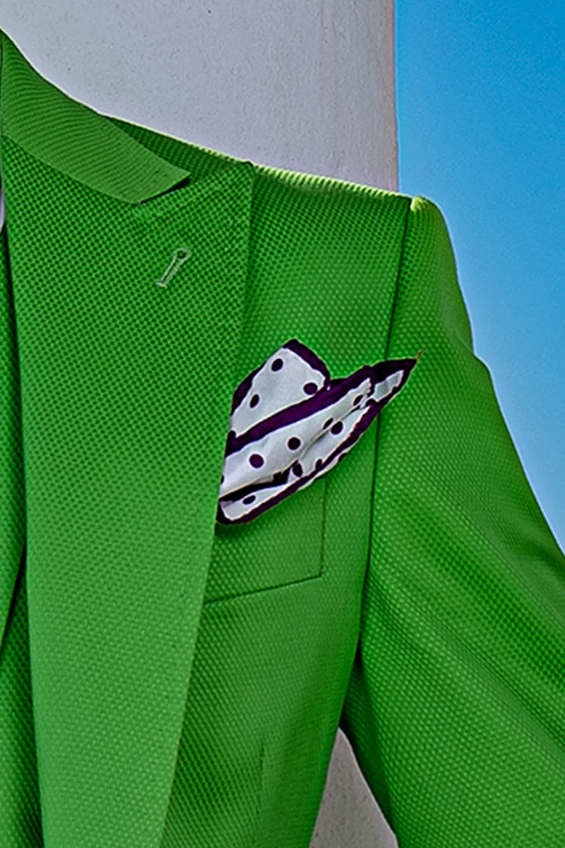 Abito vintage uomo da cerimonia estiva in piquet di cotone verde 4