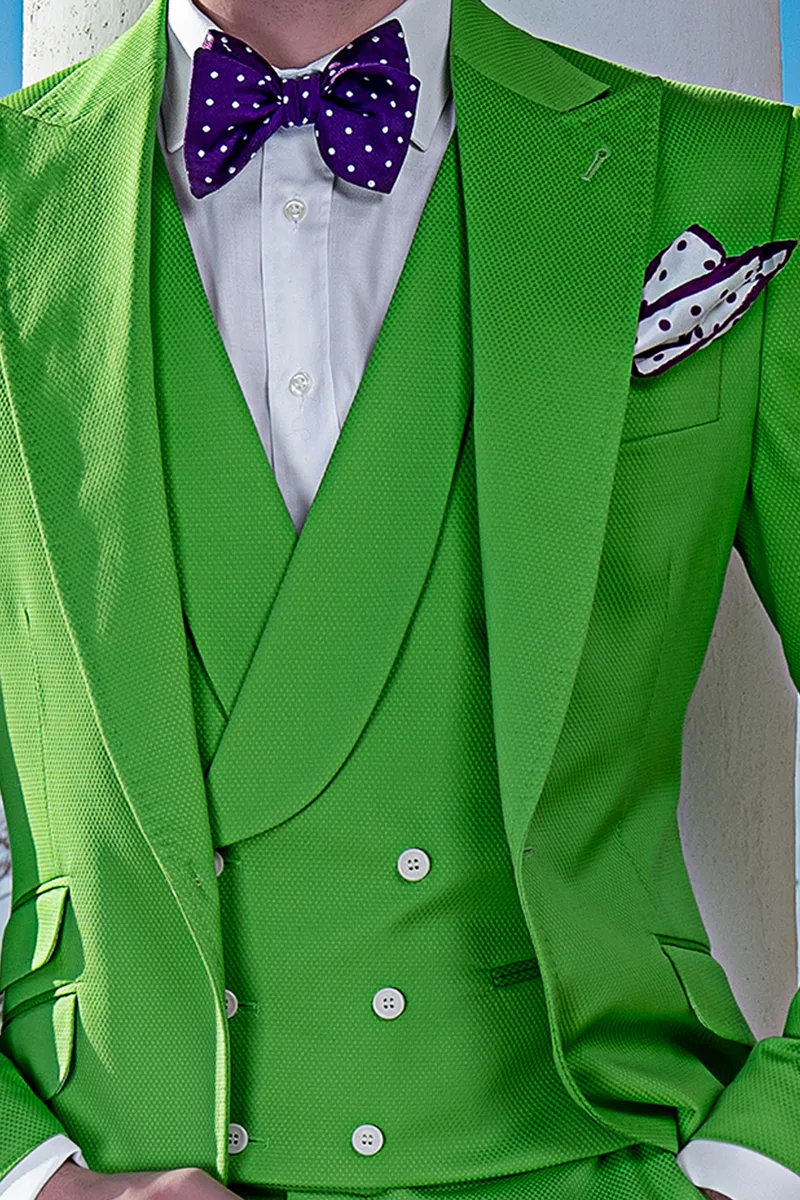 Abito vintage uomo da cerimonia estiva in piquet di cotone verde 3