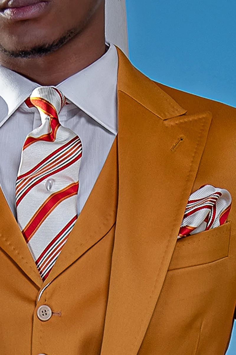 Vestito uomo per matrimonio estivo in raso di cotone giallo 3