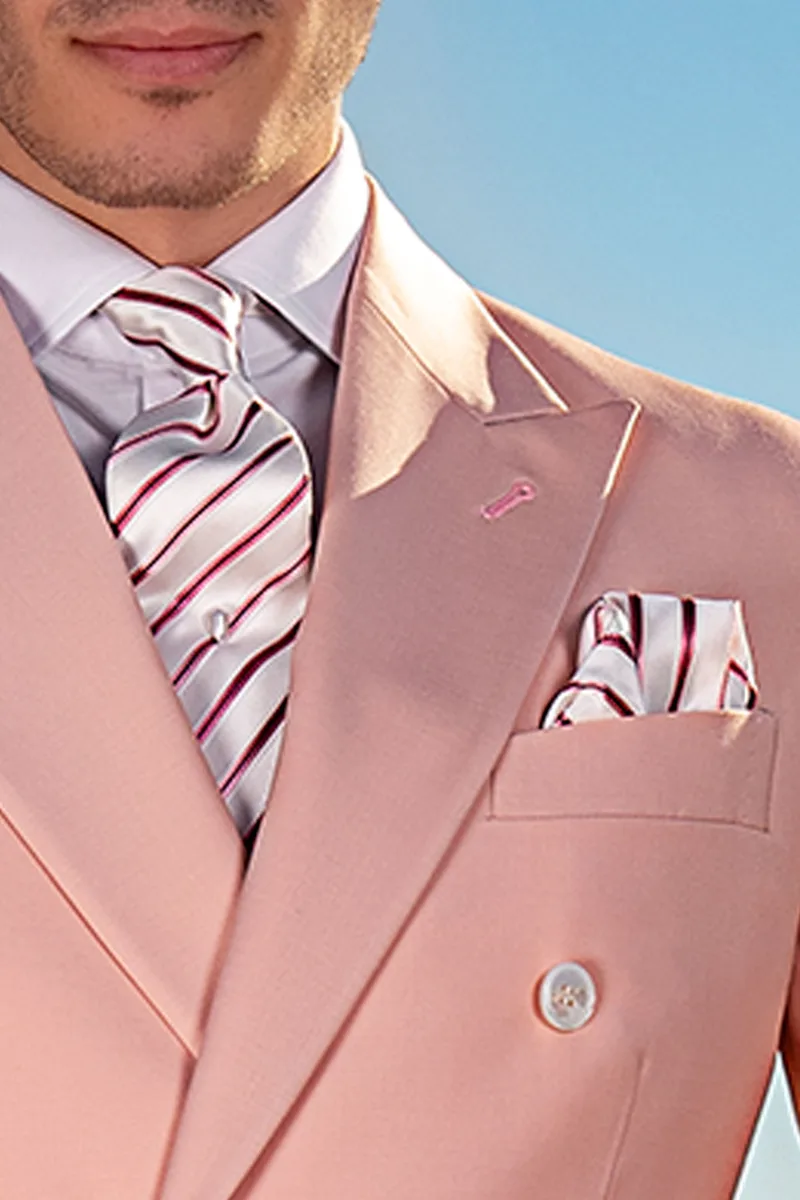 Abito uomo vintage doppiopetto rosa da cerimonia in spiaggia 3