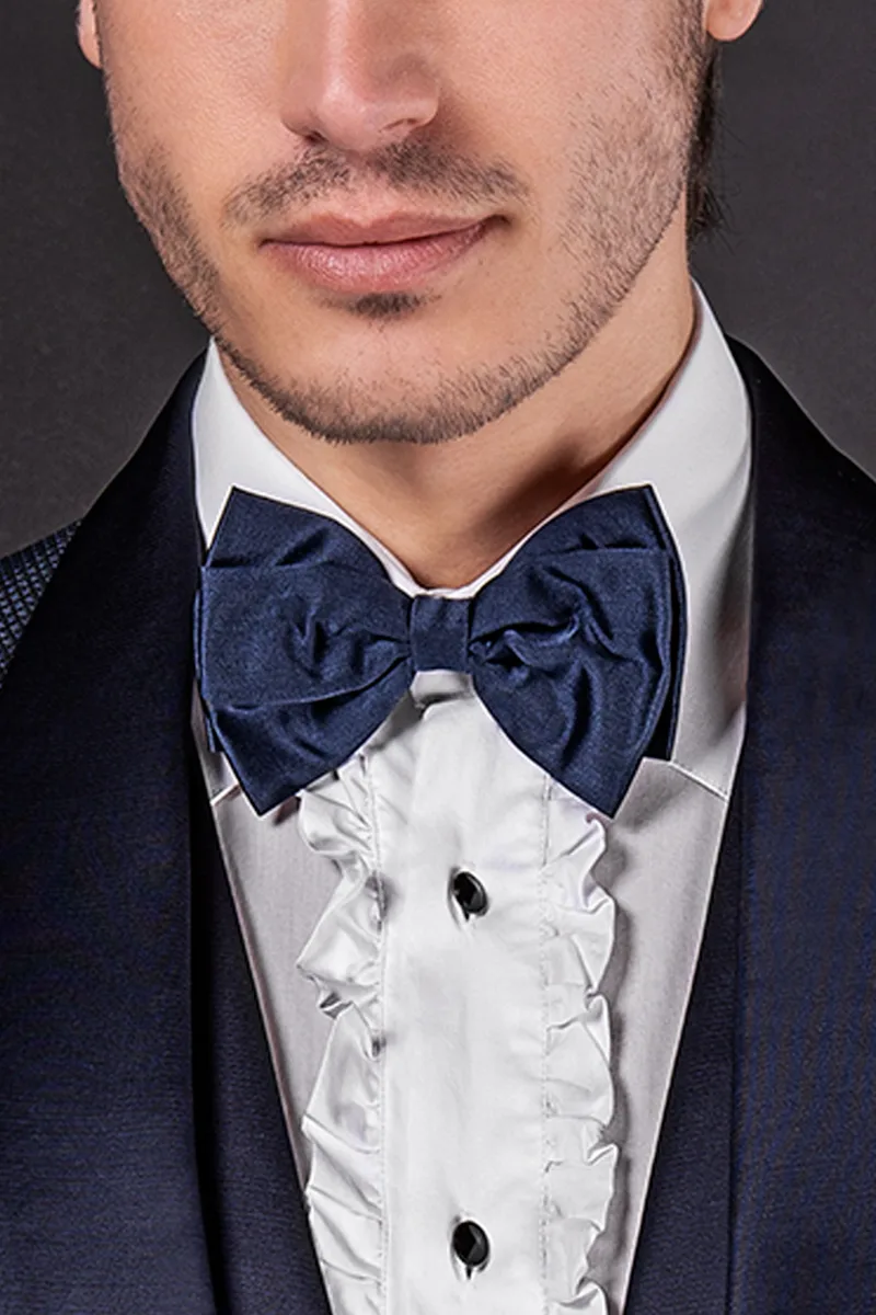 Abito sposo uomo blu fashion su misura con rever sciallato 2
