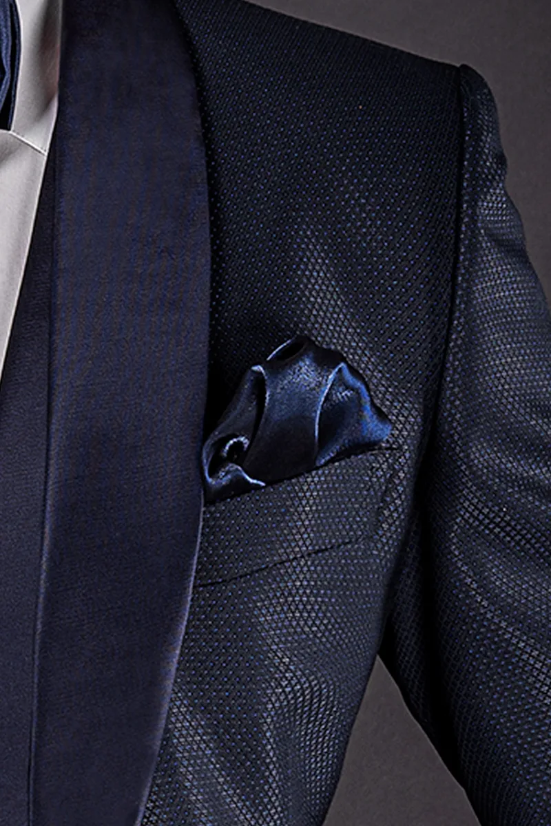 Abito sposo uomo blu fashion su misura con rever sciallato 4