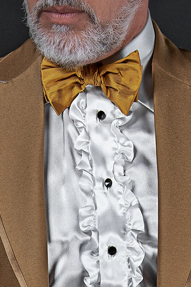 Vestito moda fashion uomo oro, pantalone e gilet nero 2