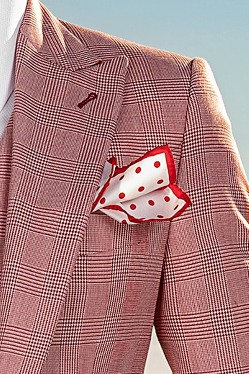 Abito 3 pezzi da cerimonia uomo in principe di galles rosso 4