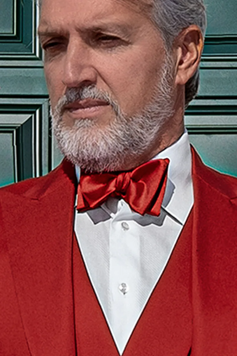 Abito uomo vintage da matrimonio civile in cotone rosso 3