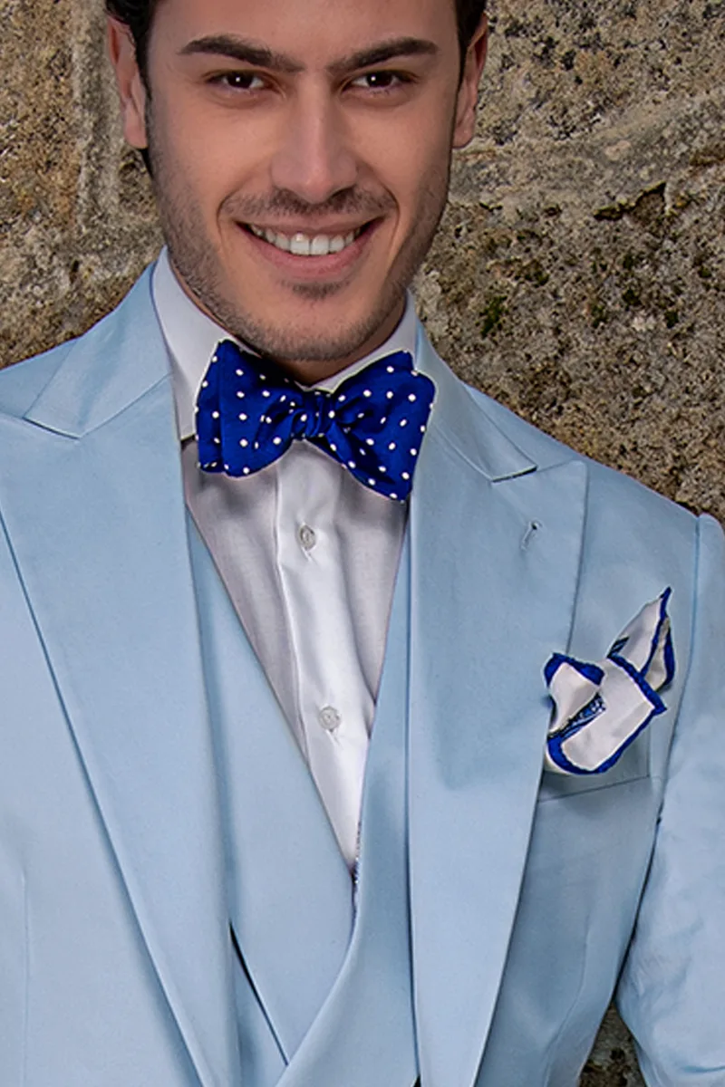 Abito da matrimonio estivo vintage in puro cotone celeste 2