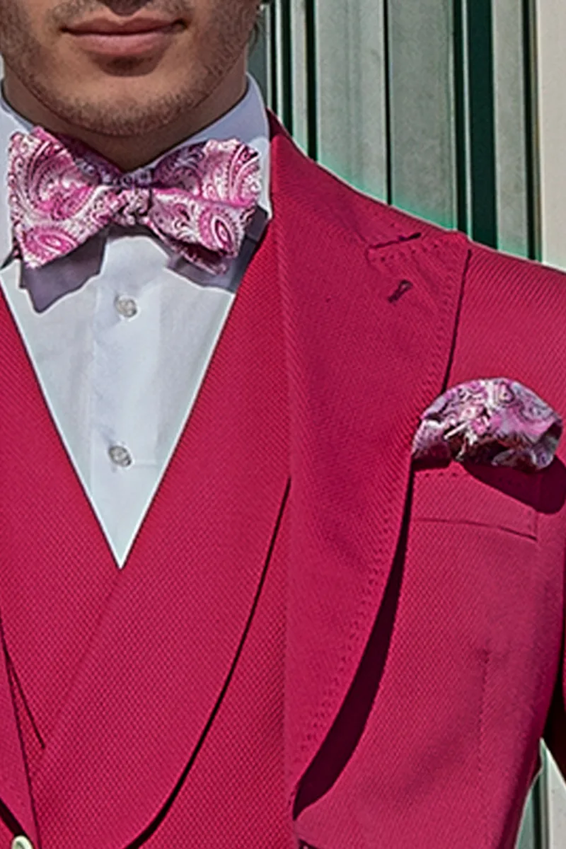 Abito moderno da matrimonio civile uomo in cotone fucsia 4