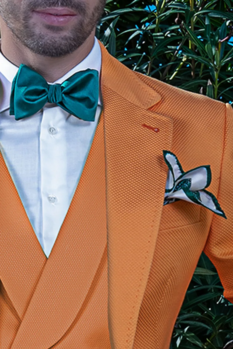 Abito da matrimonio estivo uomo in cotone arancione 2