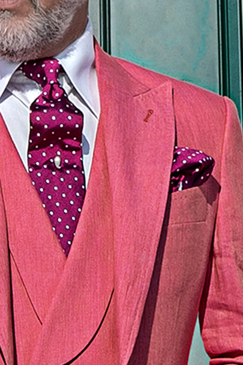 Abito moda uomo lino fucsia per cerimonie estive 4