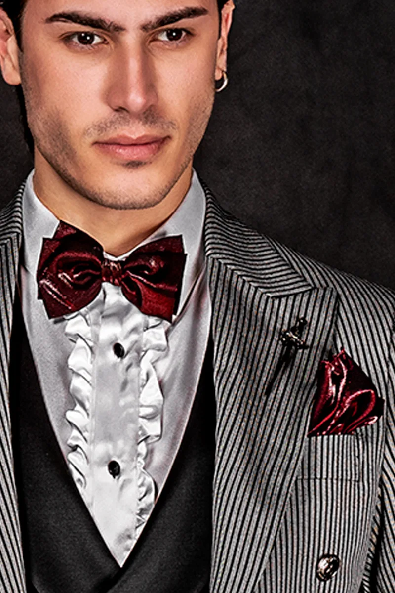 Frac moderno Steampunk gotico gessato nero grigio bottoni teschio 3