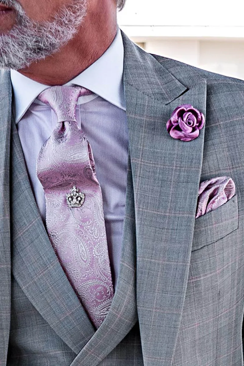 Abito elegante classico uomo in Principe di Galles grigio chiaro 3
