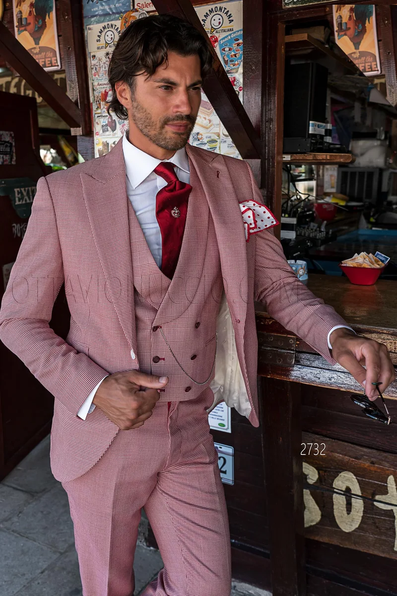 Abito vintage cerimonia uomo in pied-de-poule e gilet doppiopetto 1