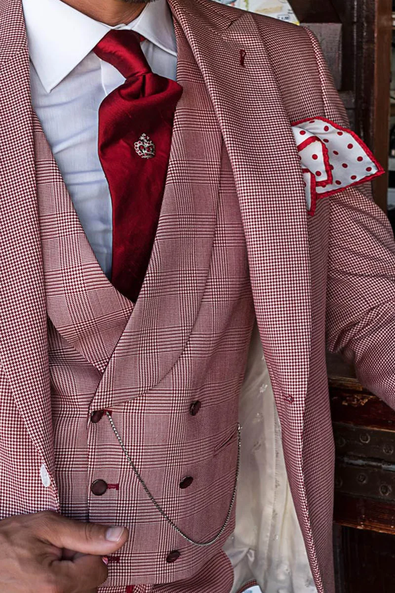 Abito vintage cerimonia uomo in pied-de-poule e gilet doppiopetto 2