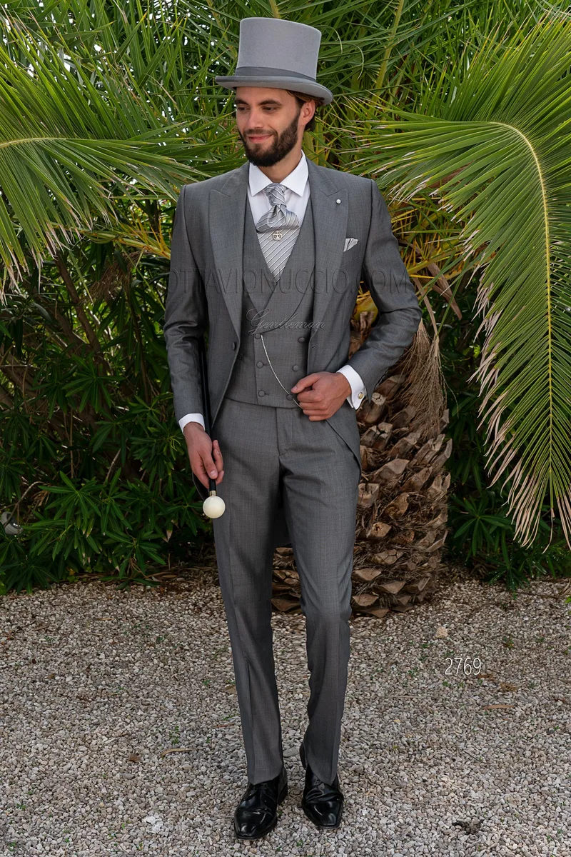 Tight elegante 3 pezzi in misto lana seta grigio – fi
