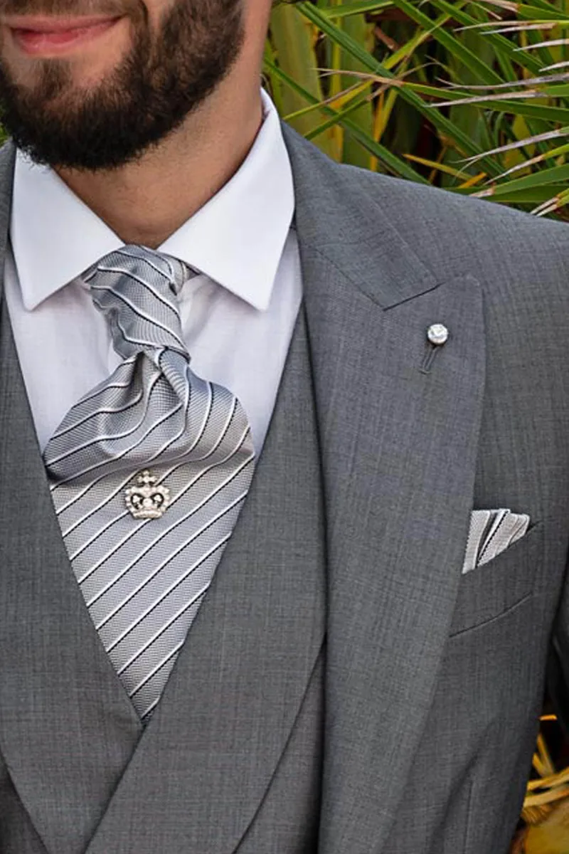 Tight elegante 3 pezzi in misto lana seta grigio 4