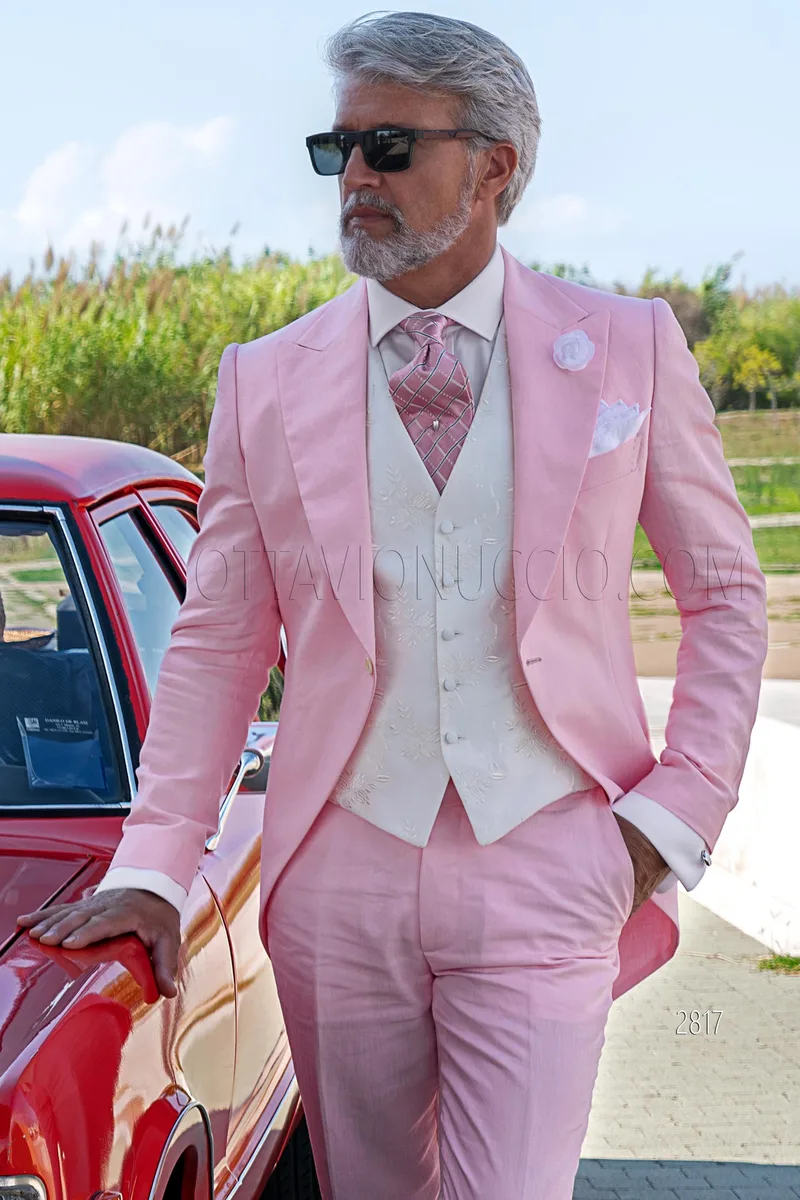 Demi-Tight in puro lino rosa per un matrimonio estivo – pa