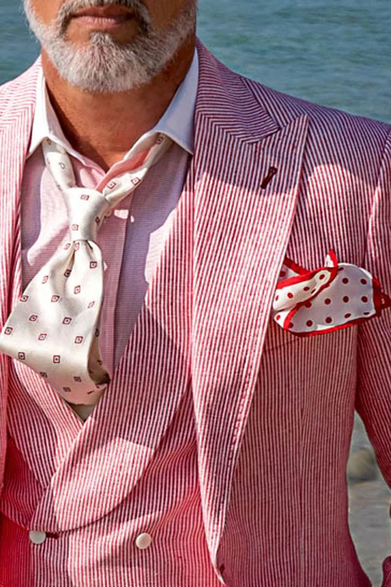 Completo da cerimonia uomo cotone millerighe rosso stile hipster 3
