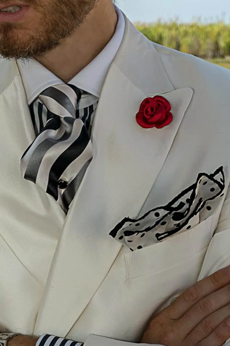Abito uomo doppiopetto da cerimonia in shantung bianco 3