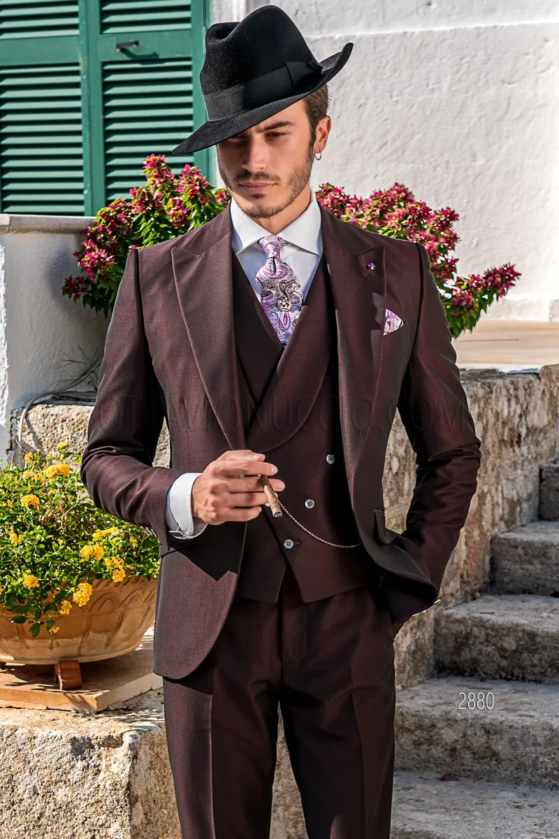 Abito 3 pezzi da cerimonia uomo vintage bordeaux – pa