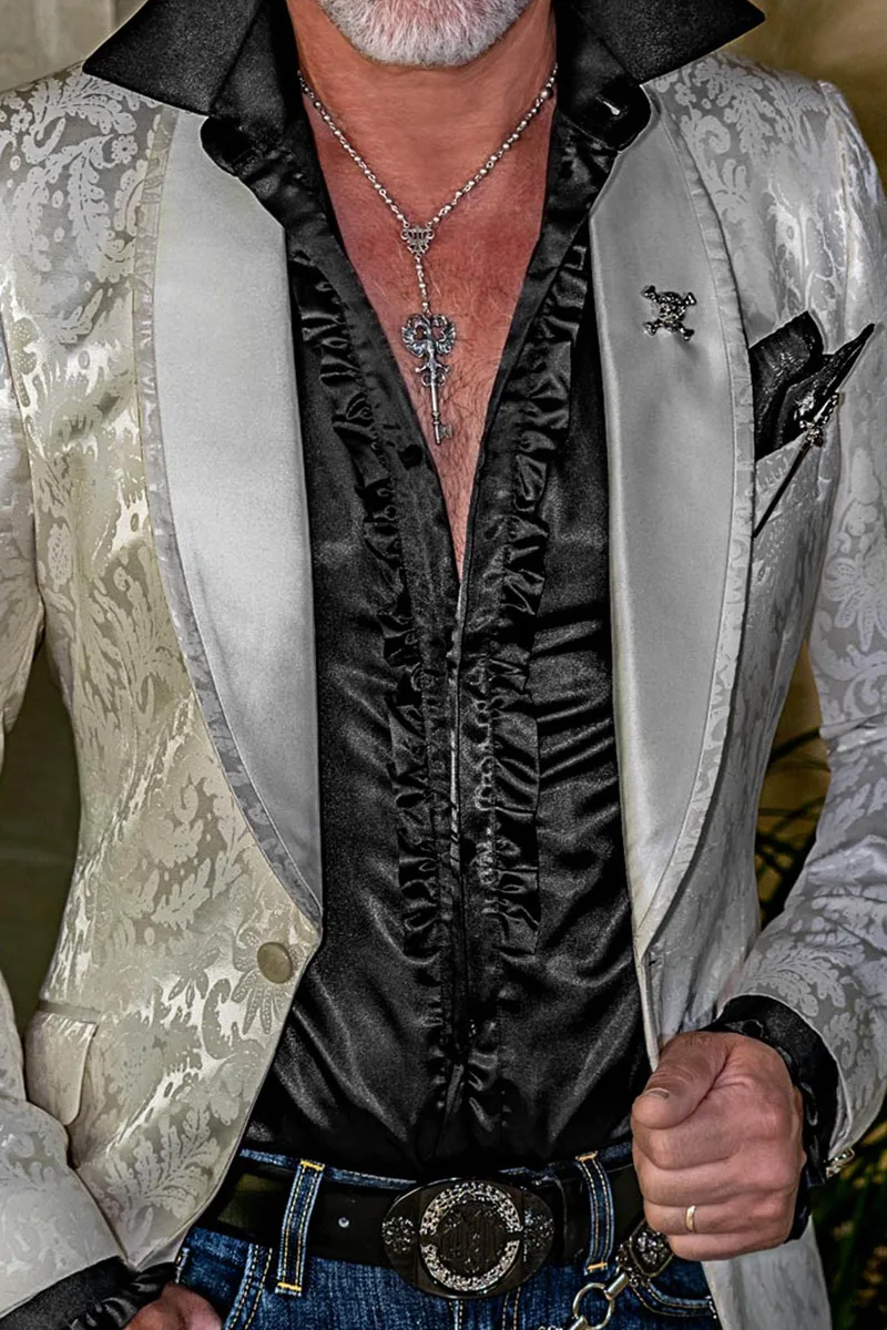 Giacca smoking uomo elegante damascata bianca per eventi di lusso 2