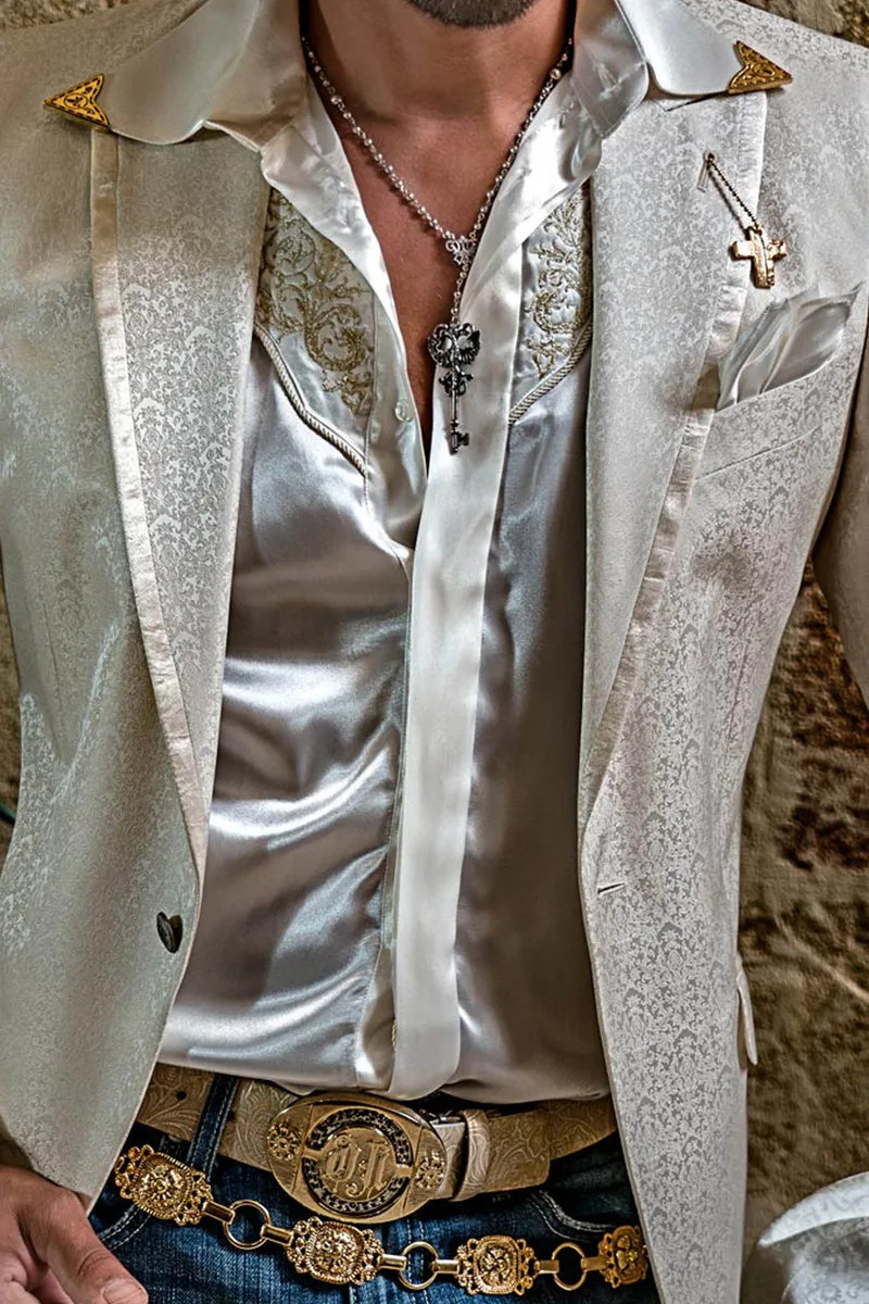 Giacca particolare da cerimonia uomo in misto seta beige 2
