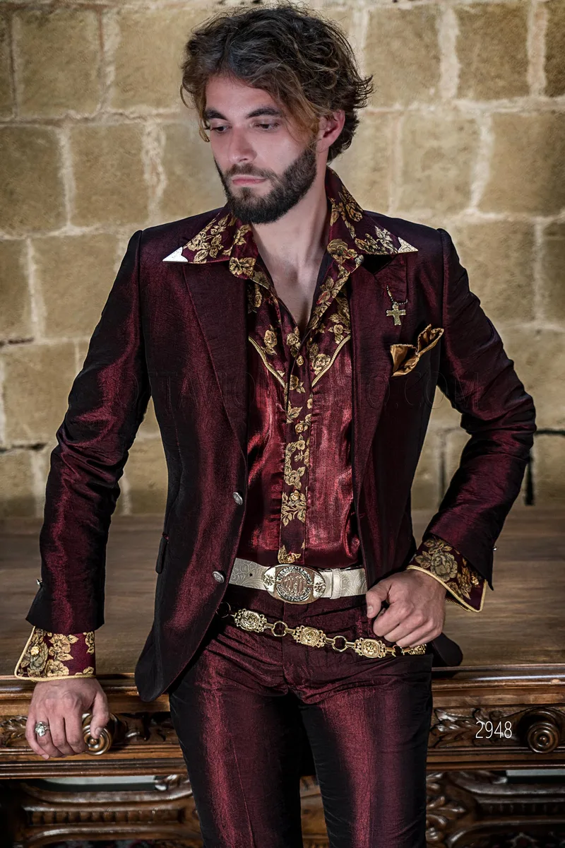 Abito cerimonia uomo slim bordeaux per uno stile “country-chic” 1