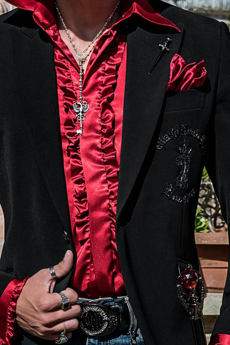 Blazer uomo nera con ricamo particolare motivi aquila 2