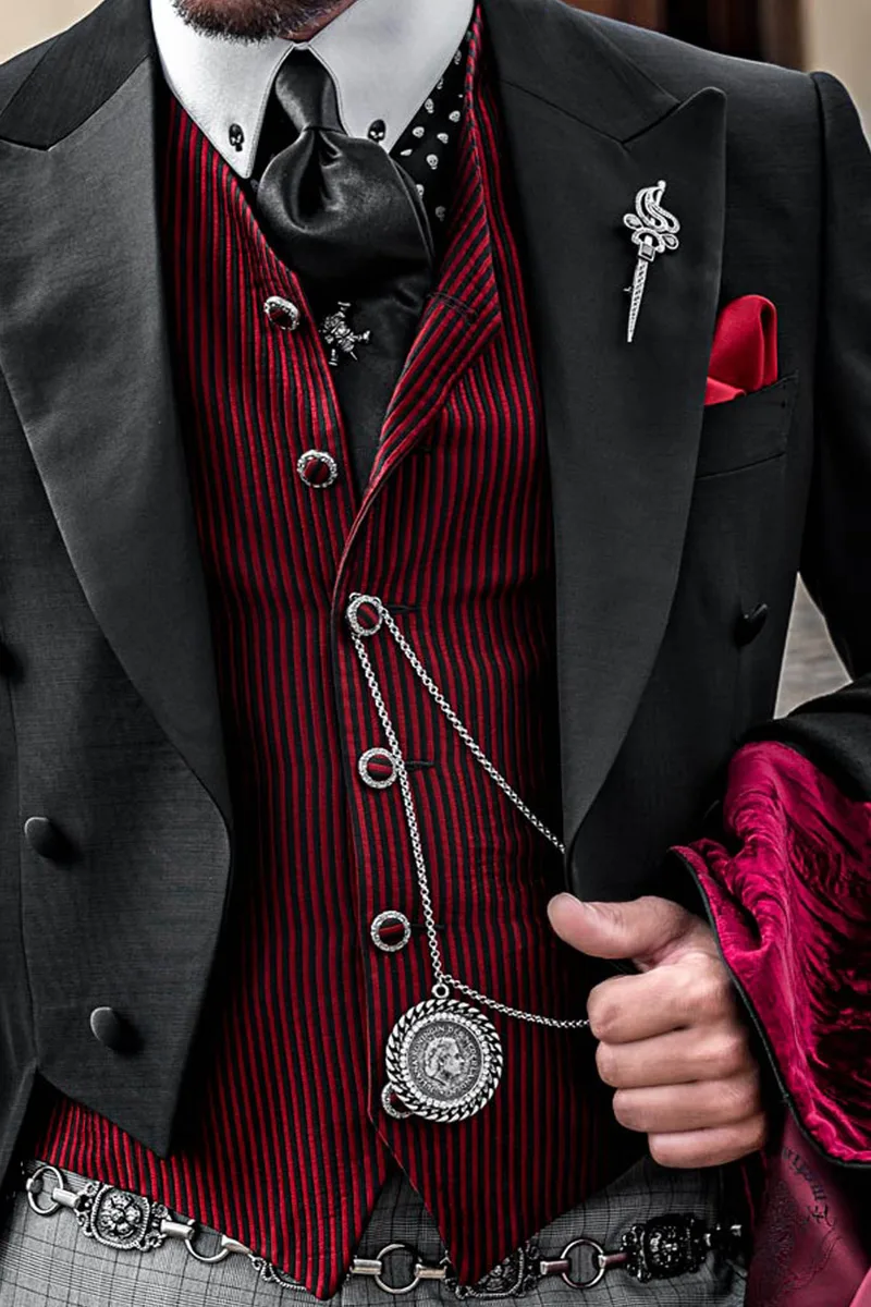 Frac classico in stile steampunk nero con pantalone in principe di galles 2