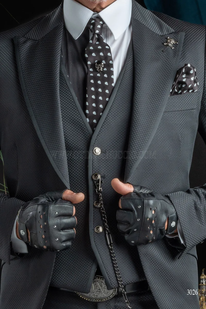 Abito da cerimonia uomo moda nero 3 pezzi 3